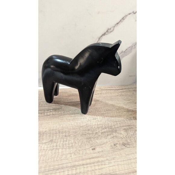 Ikea Black Wooden Horse Figurine statue Large 11"x 9.5" Swedish - Picture 8 of 10